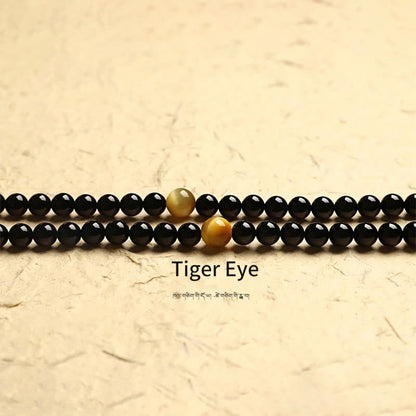 Mythstone Tibetan 108 Mala Beads Black Onyx Three-eyed Dzi Beads Protection Bracelet