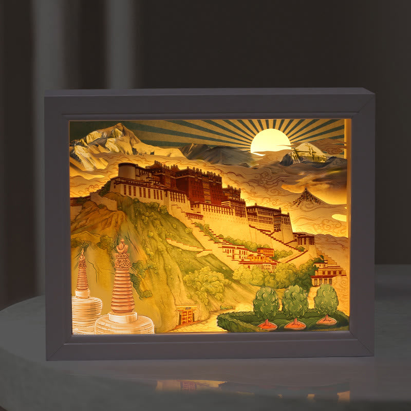 Mythstone Tibet Potala Palace Paper LED Carving Lamp Art Night Lights Creative LED Table Lamp