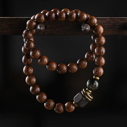 Mythstone Sandalwood Ebony Wood Bead Healing Single Double Wrap Bracelet