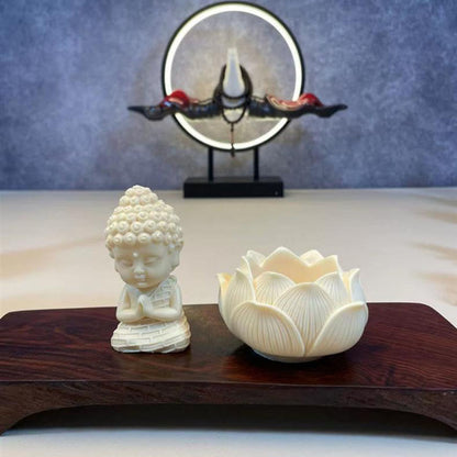 Mythstone Mini Ivory Fruit Tathagata Buddha Lotus Kwan Yin Avalokitesvara Manjusri Samantabhadra Serenity Desk Decoration