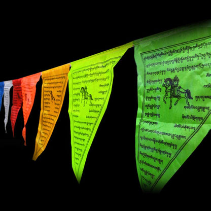 Mythstone Tibetan Blessing Outdoor 25 Pcs Triangle Prayer Flag Decoration