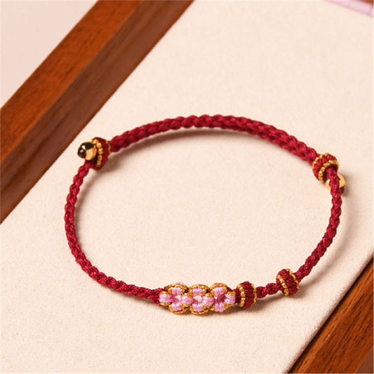 Mythstone Handmade Peach Blossom Protection Braided Rope Bracelet