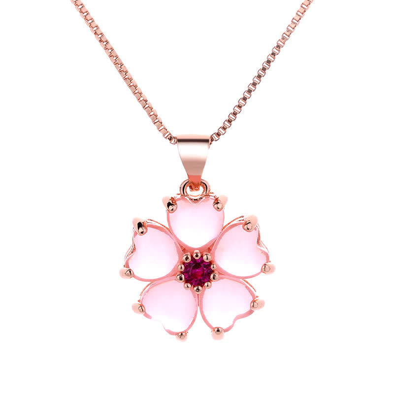 Mythstone Pink Crystal Love Heart Flower Soothing Necklace Pendant