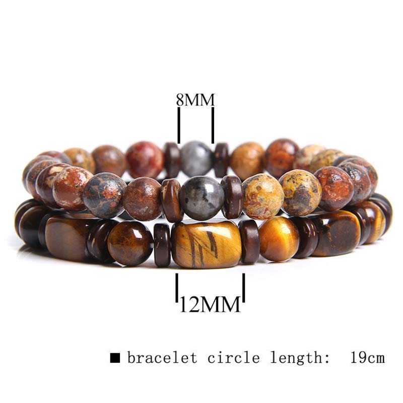 Mythstone 2PCS Healing Crystal Emperor Stone Tiger Eye Bead Bracelet