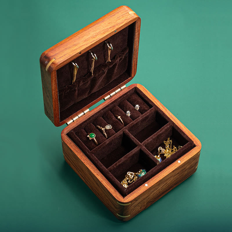 Mythstone Antique Flower Leaf Handmade Rosewood Jewelry Storage Box Wooden Gift Organizer Box