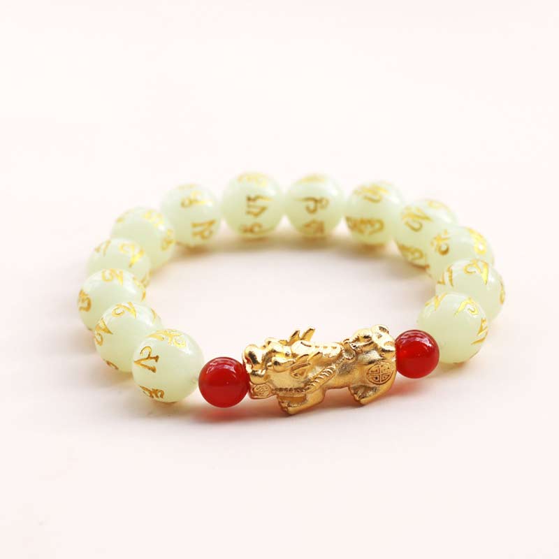 Pulsera de la riqueza con piedra luminosa Pixiu de la suerte de Feng Shui Mythstone