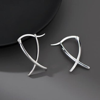 Mythstone Geometric Cross Design Luck Hoop Earrings