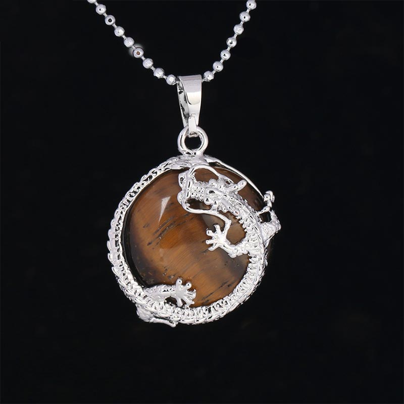 Mythstone Chinese Dragon Natural Quartz Crystal Healing Energy Necklace Pendant