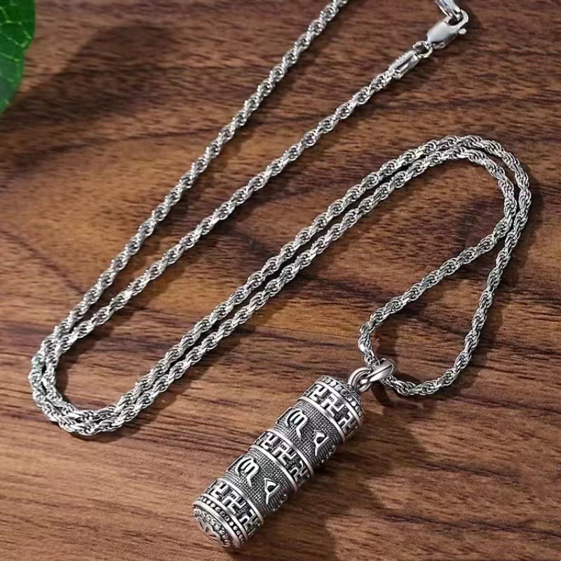 Mythstone Om Mani Padme Hum Swastika Twisted Chain Wisdom Necklace Pendant