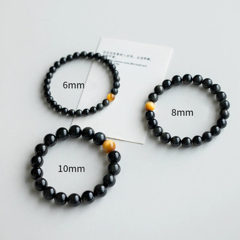 Pulsera de amor positivo con obsidiana arcoíris y ojo de tigre natural Mythstone