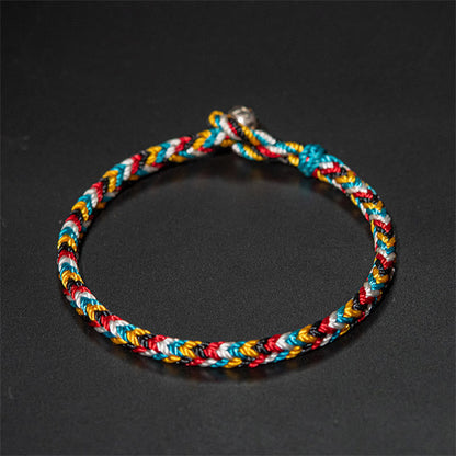 Mythstone Tibet Handmade Five Color Thread Protection Braid String Bracelet