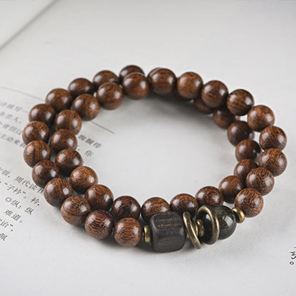 Mythstone Sandalwood Ebony Wood Bead Healing Single Double Wrap Bracelet