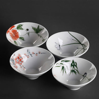 Mythstone Vintage Plum Orchid Bamboo Chrysanthemum Lotus Koi Fish Ceramic Teacup Kung Fu Tea Cups