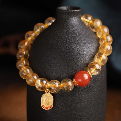 Mythstone Citrine Red Agate Fortune Charm Bracelet