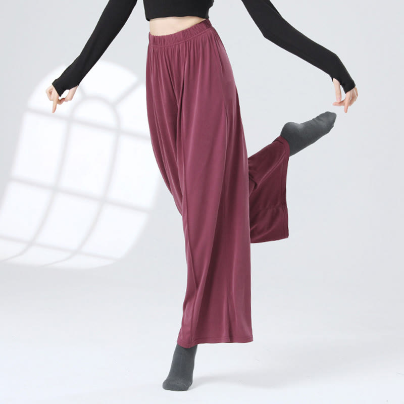 Mythstone Solid Color Loose Wide Leg Pants Dance Women's Yoga Pants