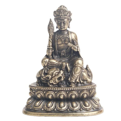 Estatua decorativa de cobre del Bodhisattva Serenity de Manjusri, piedra mítica