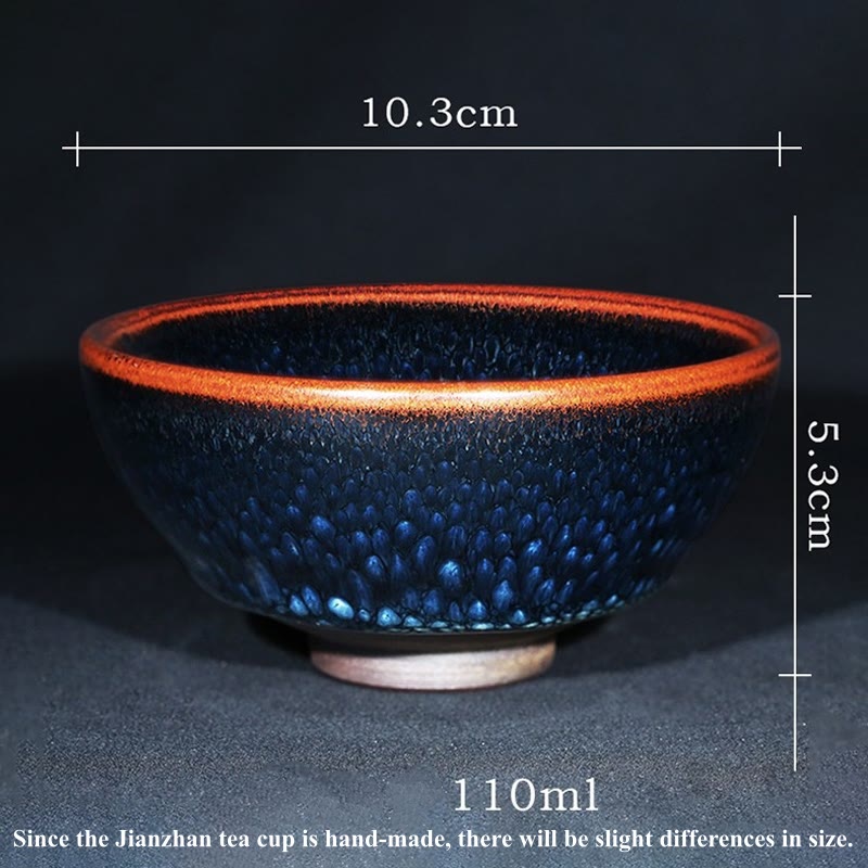 Mythstone Handmade Blue Francolinus Spot Chinese Jianzhan Ceramic Teacup Kung Fu Tea Cup Bowl