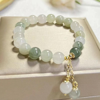 Mythstone Natural Gradient Jade Abundance Luck Bead Charm Bracelet