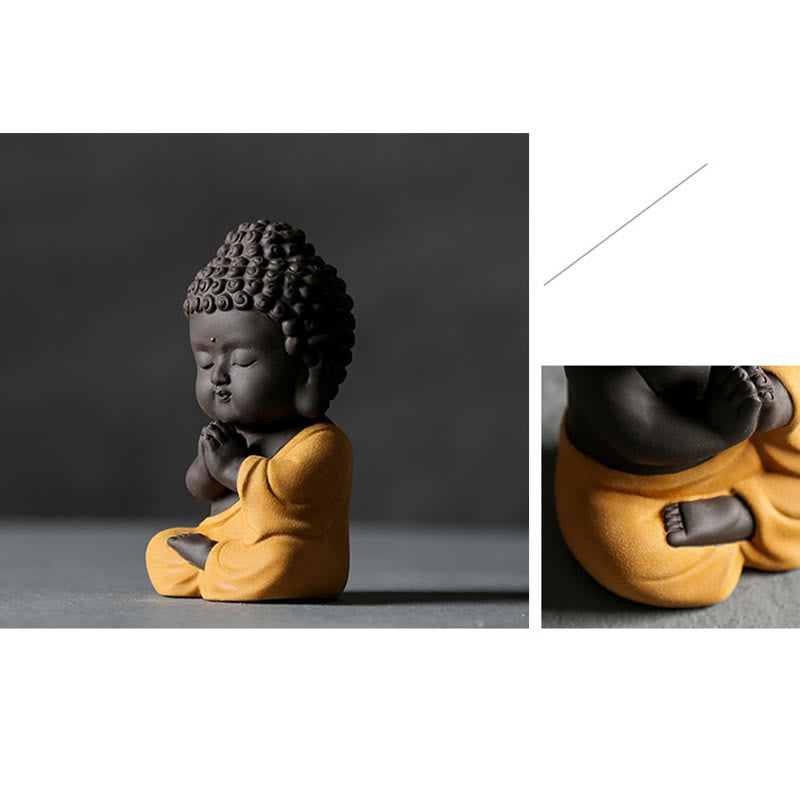 Mythstone Small Buddha Serenity Purple Clay Home Desk Decoration