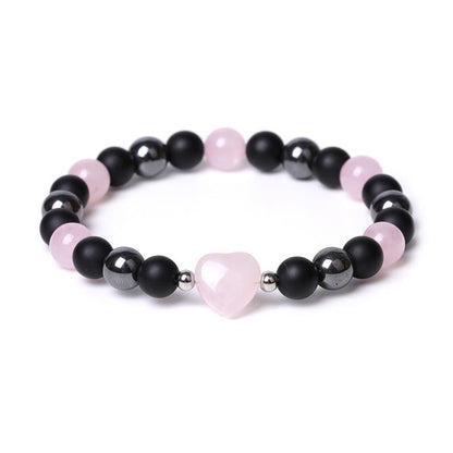 Pulsera de protección con corazón de amor y cristal de ojo de tigre y ónix negro Mythstone 