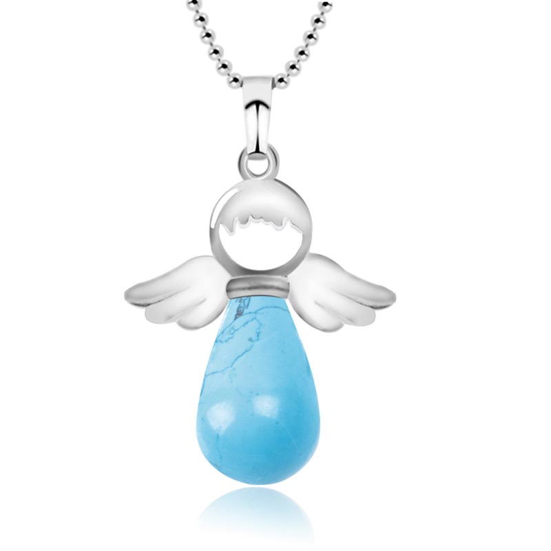 Colgante de cristal natural con alas de ángel de Mythstone para la suerte 