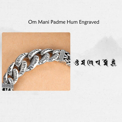 Mythstone Om Mani Padme Hum Engraved Peace Purity Bracelet