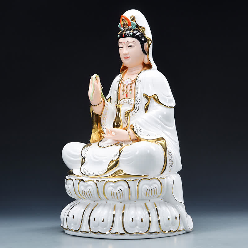 Mythstone Chenrezig Bodhisattva Avalokitesvara Success Ceramic Statue Home Decoration