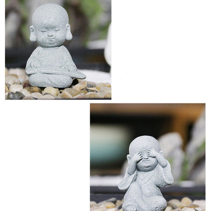 Estatua de Buda monje con oración de meditación de piedra mitológica, decoración del hogar con serenidad 