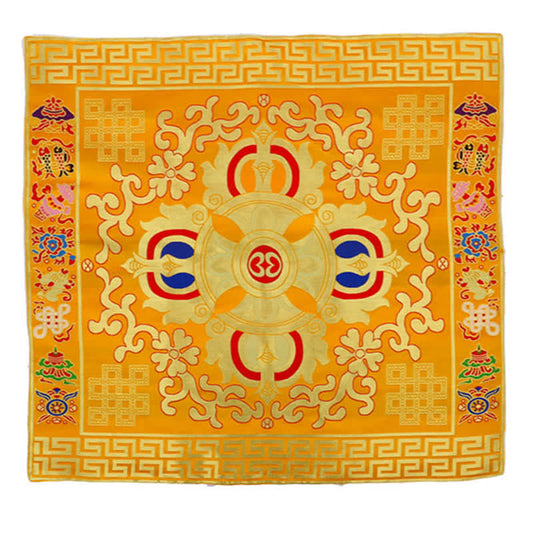 Mythstone Flower Endless Knot Prayer Altar Mat Healing Meditation 8 Auspicious Symbols Mat Table Runner