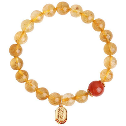 Mythstone Citrine Red Agate Fortune Charm Bracelet