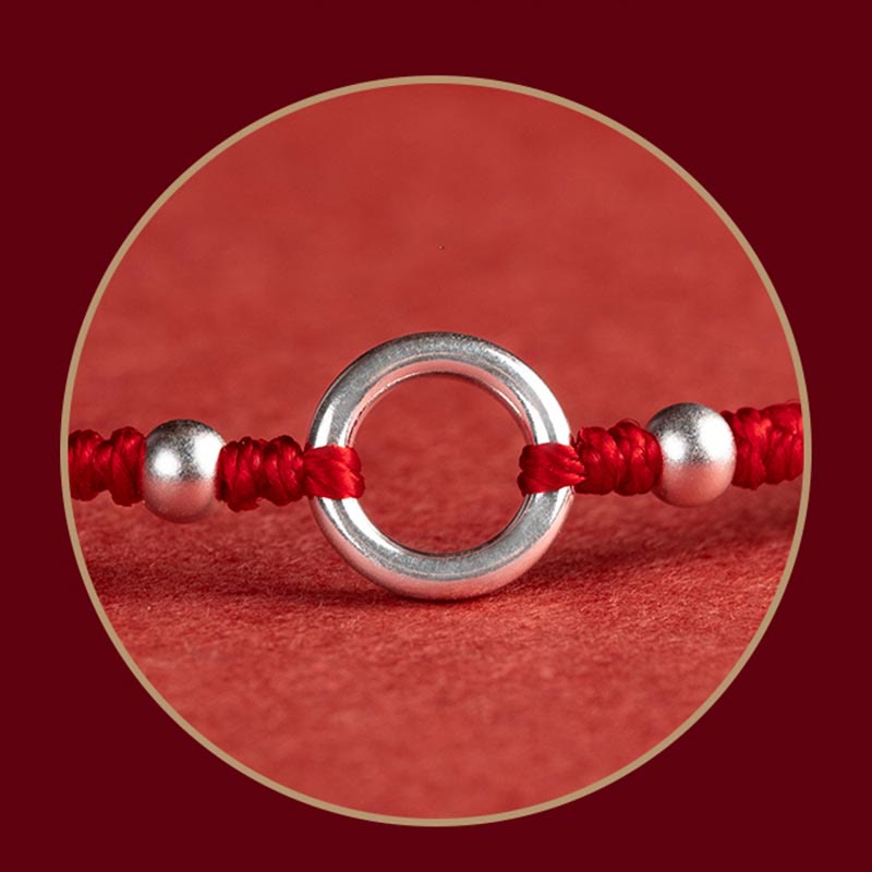 Mythstone 925 Sterling Silver Lucky Fortune Peace Joy Lotus Peace Buckle Red String Bracelet