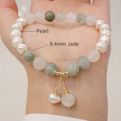 Pulsera de sinceridad curativa de jade y perla natural Mythstone