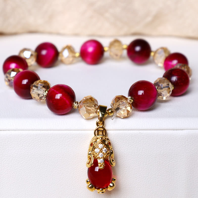 Mythstone Red Tiger Eye PiXiu Fox Protection Self Confidence Bracelet