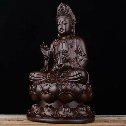 Mythstone Avalokitesvara Ebony Lotus Harmony Blessing Home Decoration