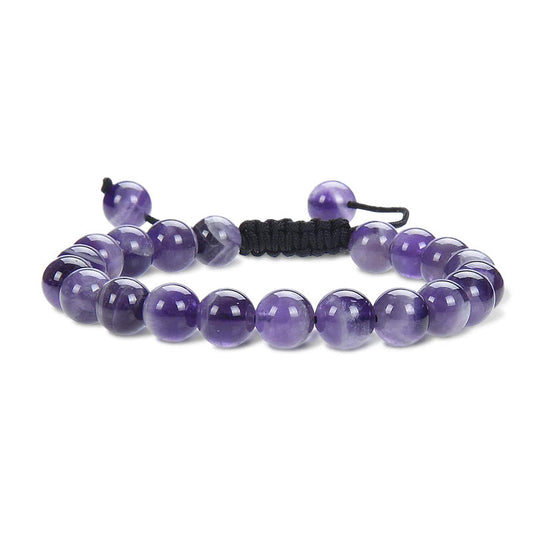 Mythstone Natural Healing Power Gemstone Crystal Beads Unisex Adjustable Macrame Bracelet