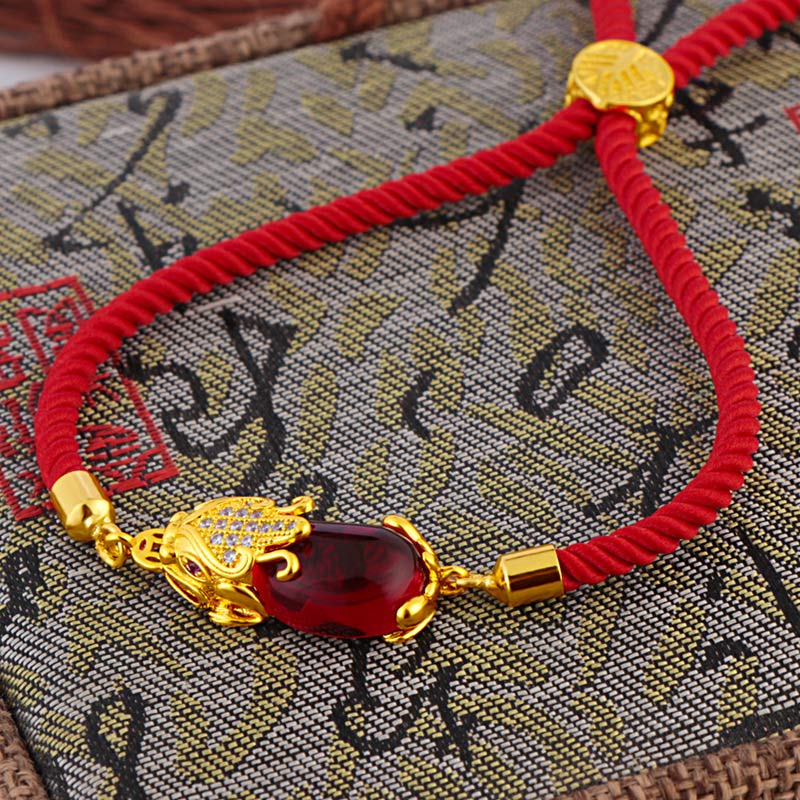 Mythstone Wealth Attractor Red Agate Pixiu Red String Bracelet