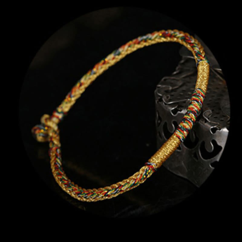 Mythstone Handmade Gold Multicolored Rope Protection Braided Bracelet Anklet