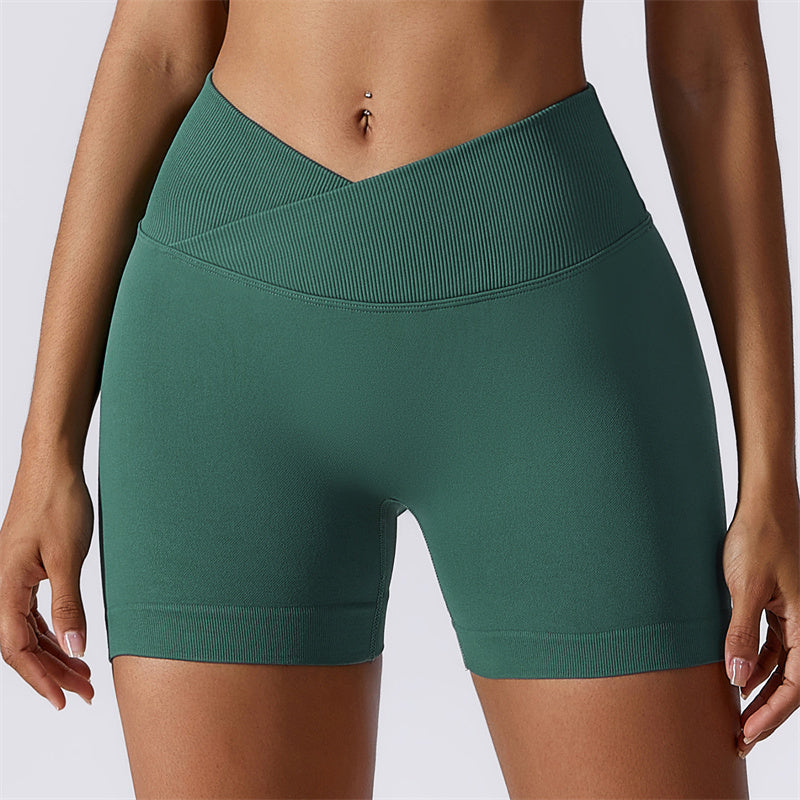 Mythstone Women Seamless High Elasticity Sports Fitness High Waist Yoga Workout Shorts