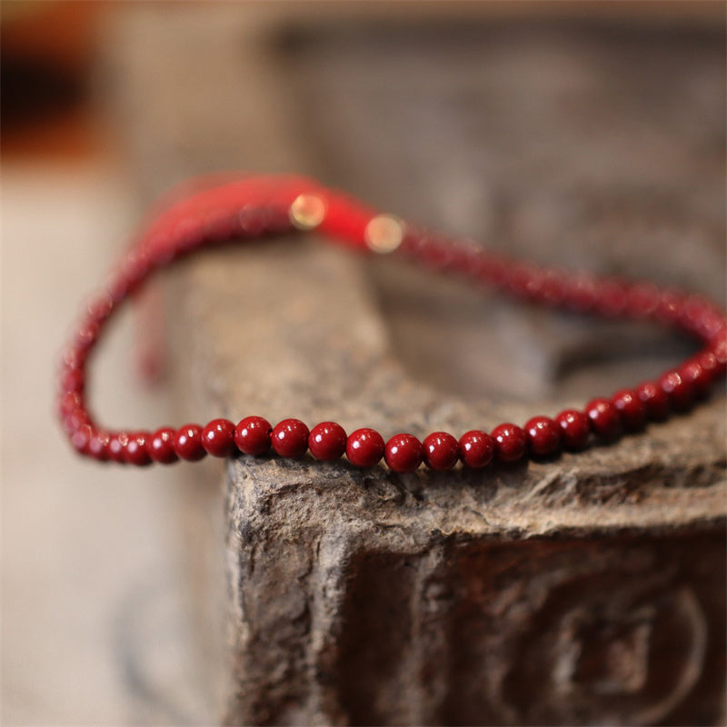 Pulsera trenzada con hilo rojo y bendición de cinabrio natural Mythstone 