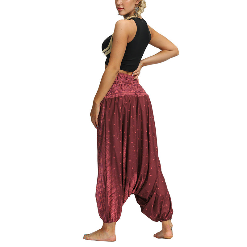 Mythstone Boho Feather Yoga Pants Hippie Harem Trousers Sports Fitness Dance Women's Pants