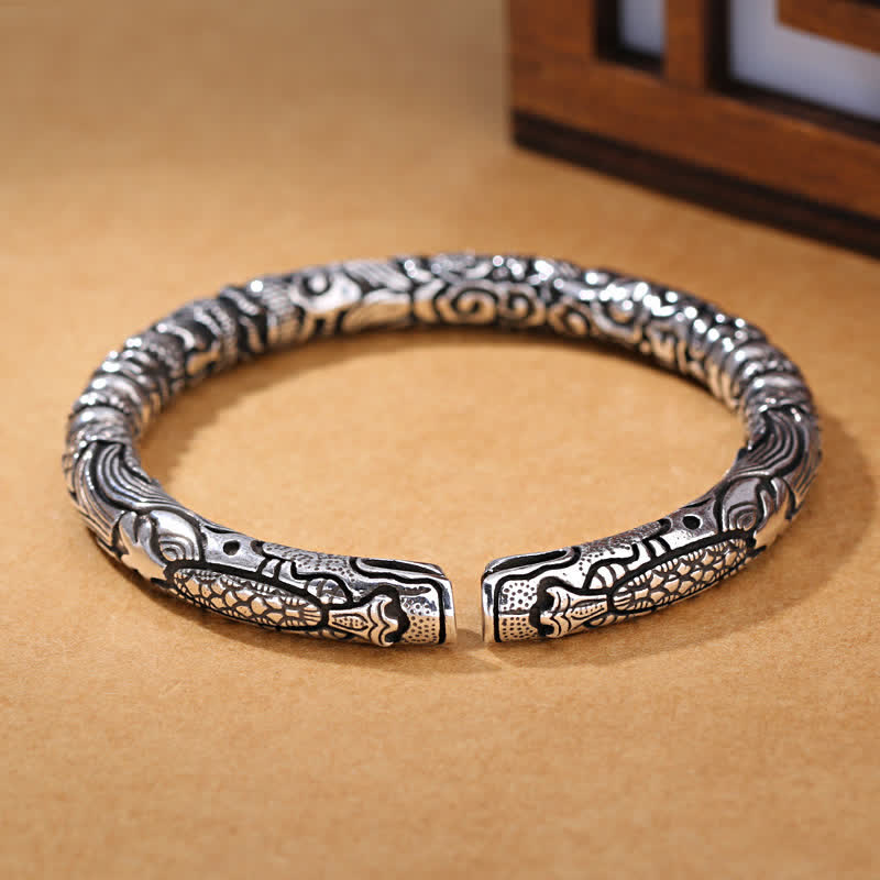 Mythstone Dragon Head Carved Luck Bracelet Bangle