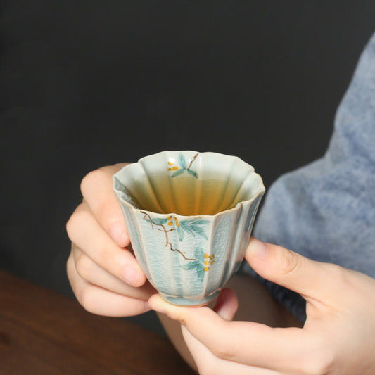 Mythstone Loquat Dogwood Hawthorn Morning Glory Ceramic Teacup Kung Fu Tea Cup