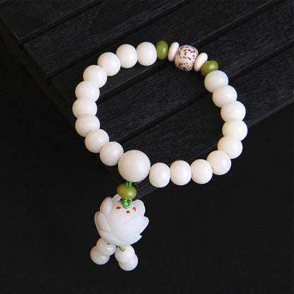 Mythstone Lotus Natural White Bodhi Seed Luck Bracelet