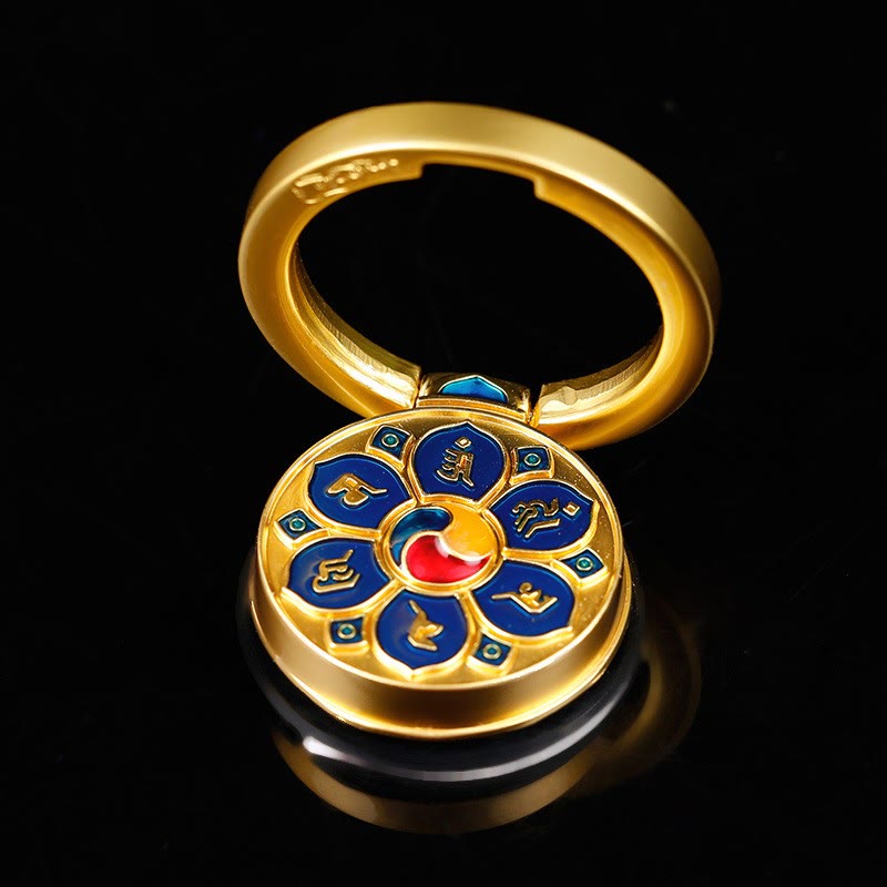 Soporte universal para teléfono con forma de anillo para teléfono con diseño de la paz tibetana Om Mani Padme Hum de Mythstone