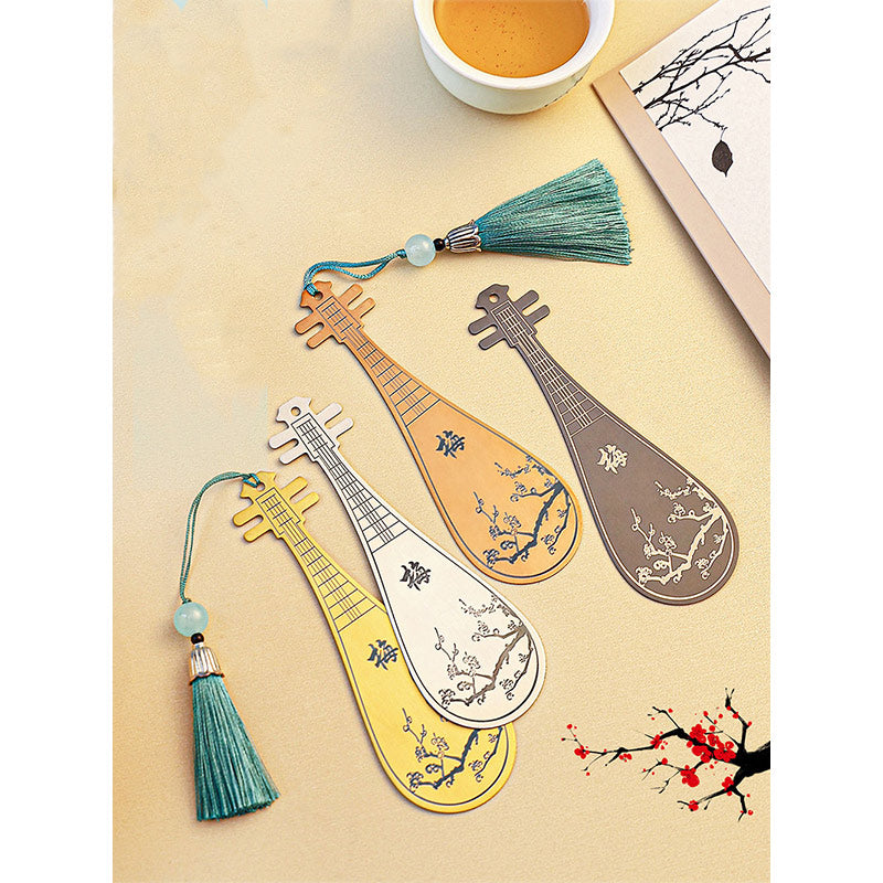 Mythstone Classical Musical Instruments Pipa Guzheng Guqin Ruan Metal Bookmarks Tassel With Gift Box