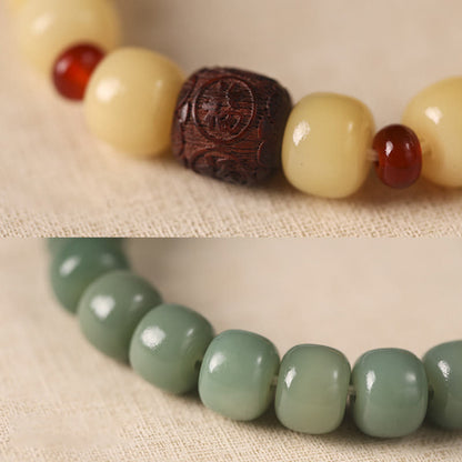 Pulsera de la paz con cuentas de la semilla de Bodhi de piedra mítica y nube auspiciosa con carácter Fu