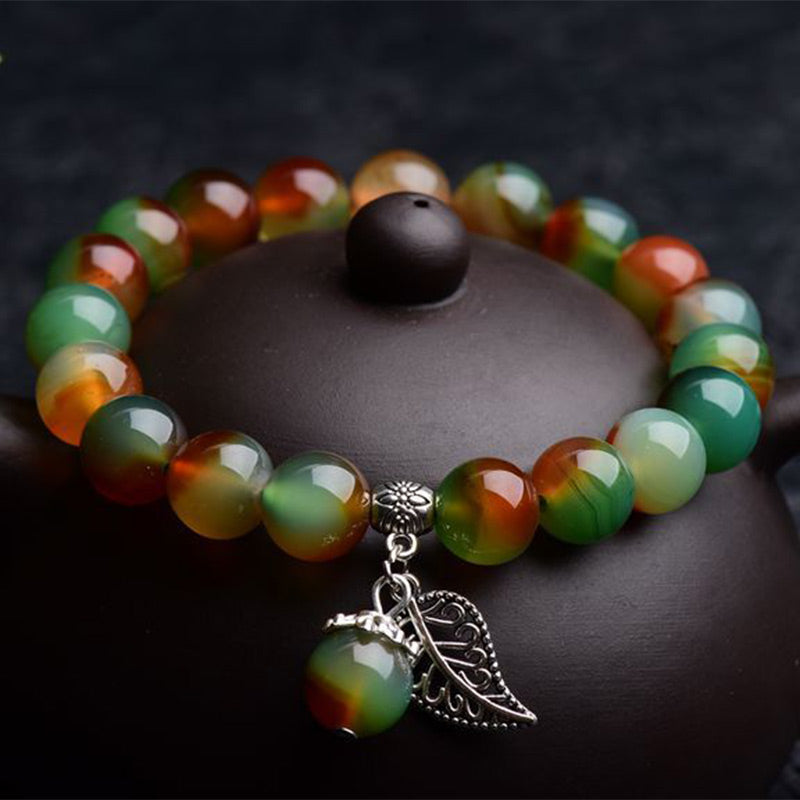 MythStone Tibetan Natural Green Agate Healing Bracelet