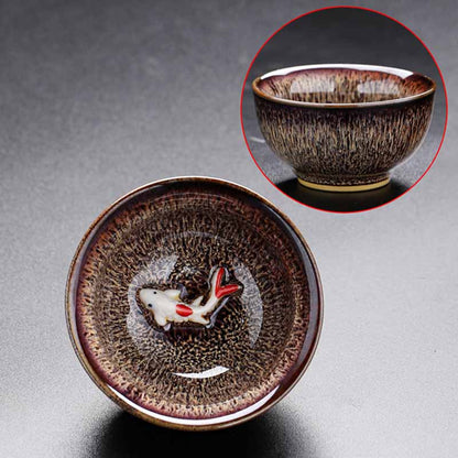 Mythstone Small Koi Fish Kiln Change Chinese Jianzhan Ceramic Teacup Kung Fu Tea Cup 60ml