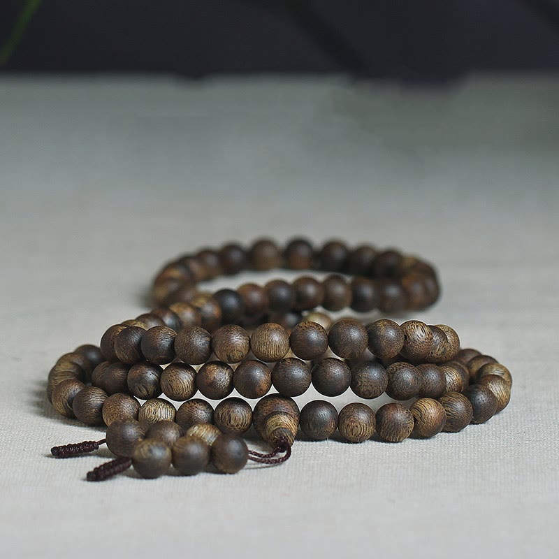 MythStone 108 Mala Beads Nha Trang Soil Buried Qinan Agarwood Balance Strength Bracelet