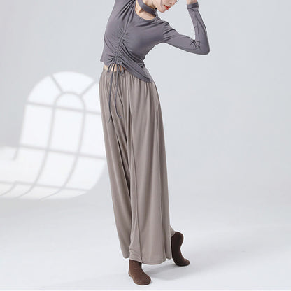 Mythstone Solid Color Loose Wide Leg Pants Dance Women's Yoga Pants